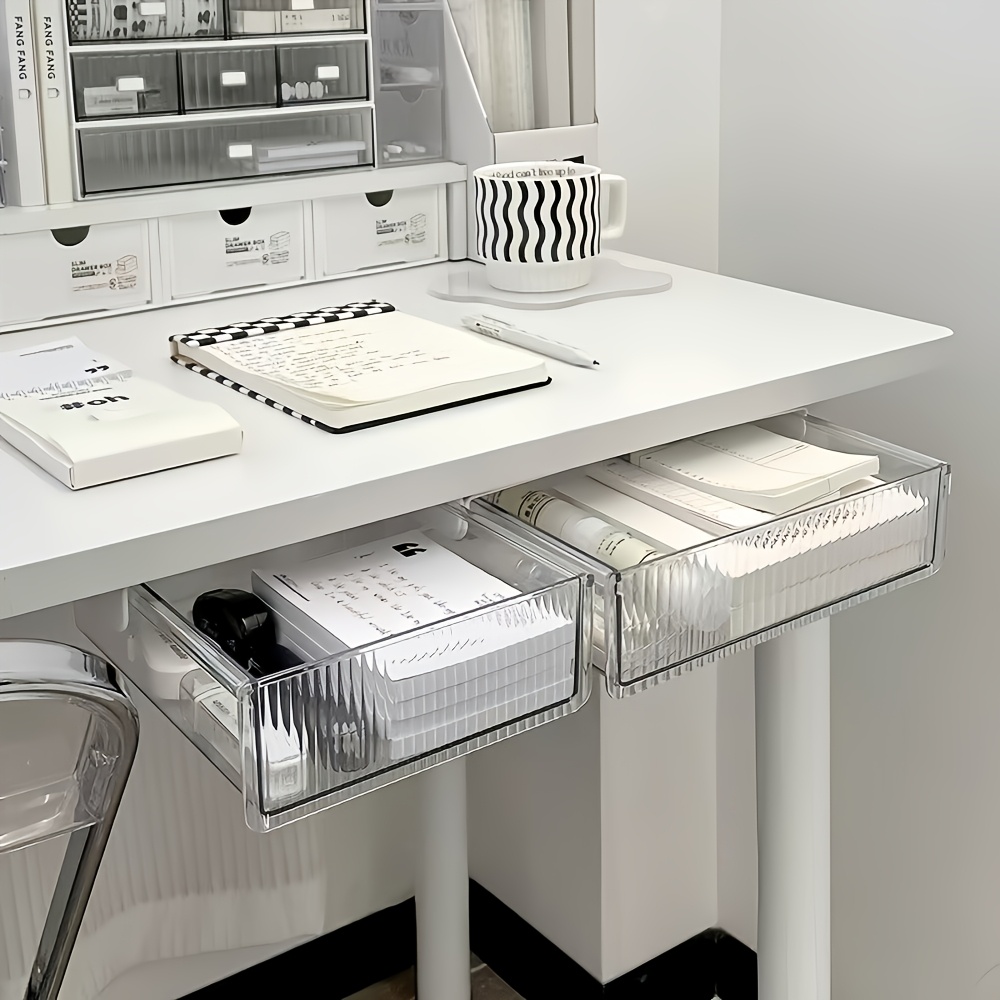 Home Office Desk With Drawers - 1 adet Masa Altında Şeffaf Çekmece