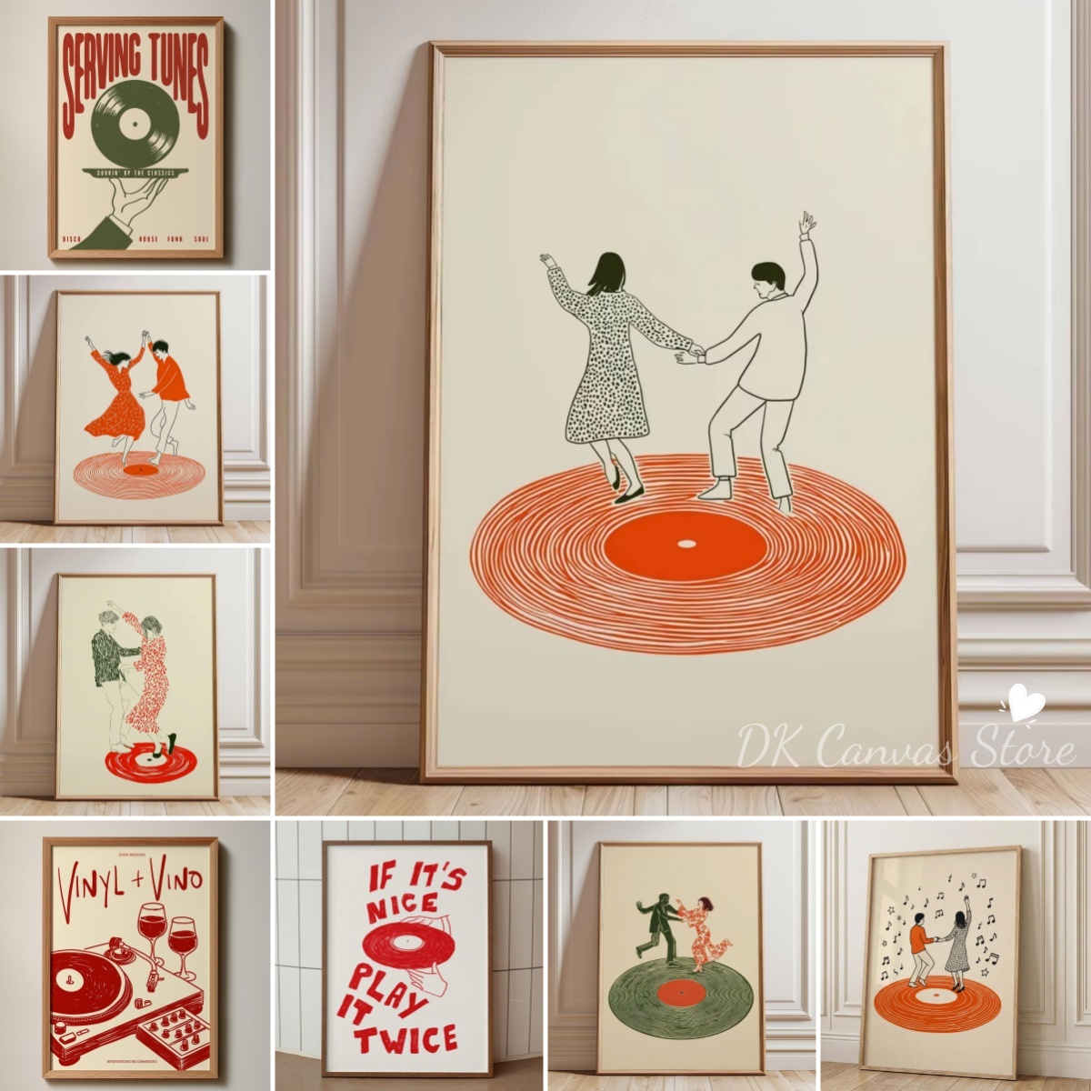 Home Office Inspiration - Retro Plak Çalar Dans Eden Çift