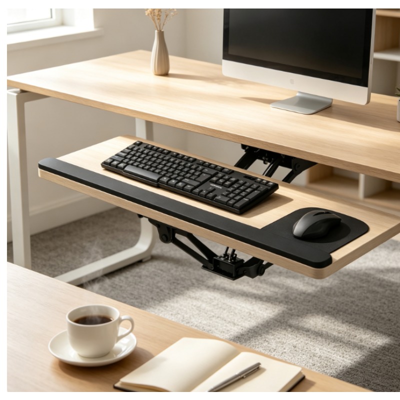 Home Office Desk With Drawers - Masa Altı Kayar Klavye Sehpası, Mouse