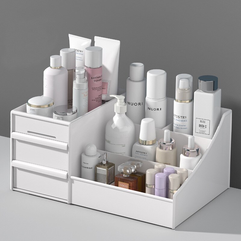 Home Office Desk With Drawers - 1 Adet Beyaz Plastik Çekmeceli Makyaj