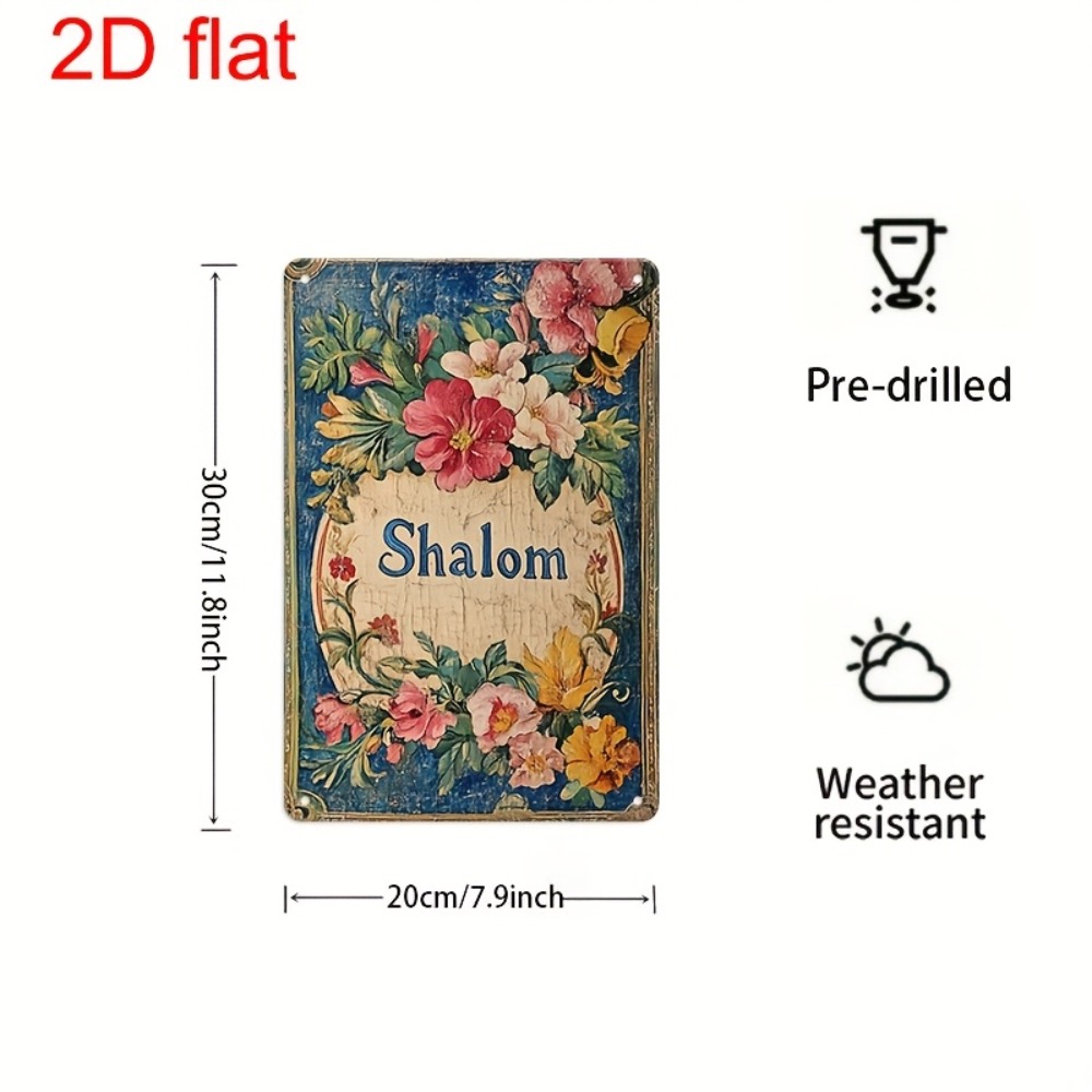 Home Office Art - CIFBUY Vintage Çiçekli Şalom Alüminyum Duvar