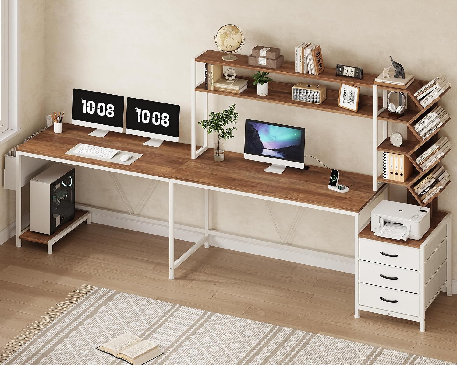 63 inç L Şeklinde Kitaplıklı,  - Home Office Desk With Drawers incelemesi ve fiyatı