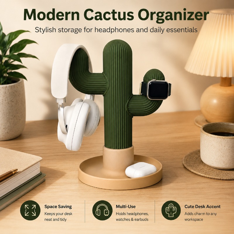 Minimalist Kaktüs Kulaklık Sta - Home Office Organization incelemesi ve fiyatı